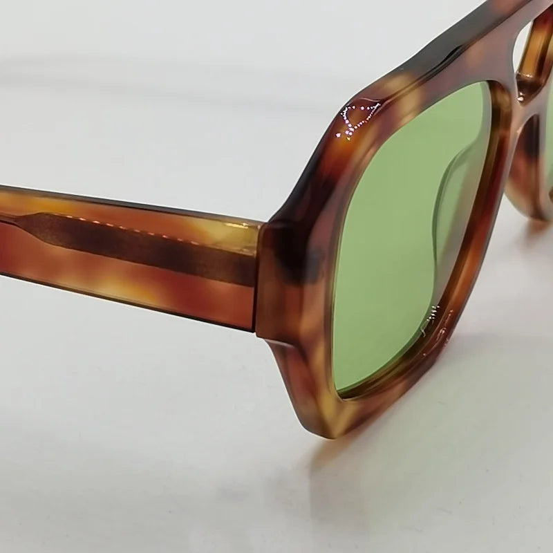 Fashion vintage double beam personality irregular sunglasses trend men's and women's superior handmade acetate sunglasses