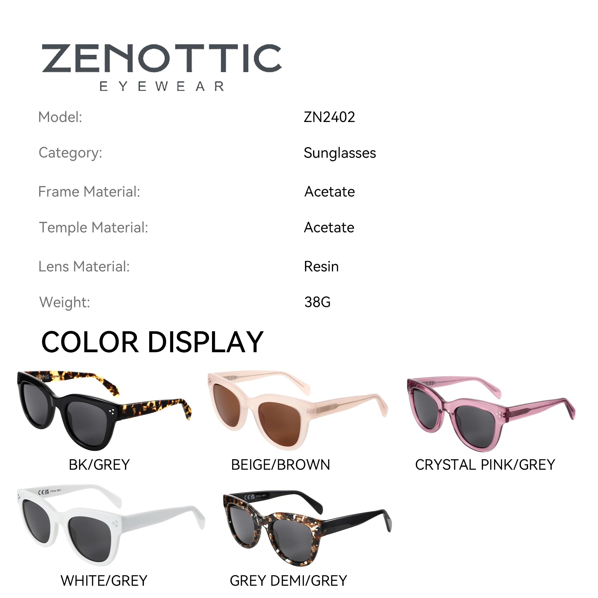 ZENOTTIC Fashion Handmade Acetate Butterfly Polarized Sunglasses UV400 Protection Sun Glasses for Women Gift Vacation Beach